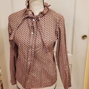Lulu Kids patterned ruffle collar blouse size 18/20